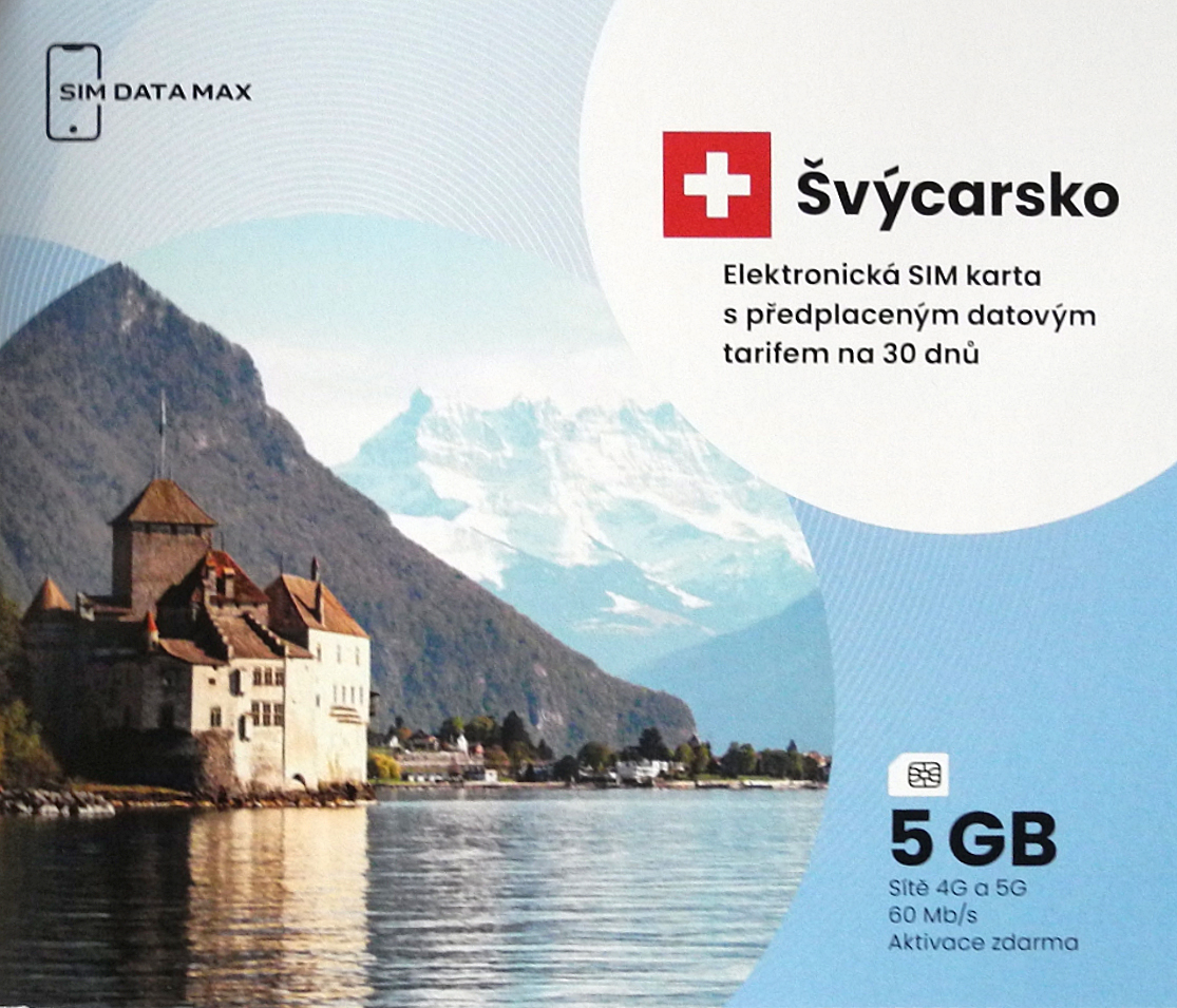 e-SIM karta Švýcarsko 5GB