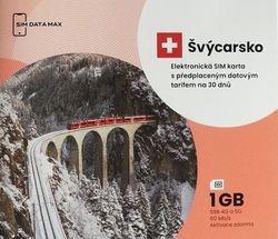 eSim karta Švýcarsko 1Gb - předplacená na jeden rok